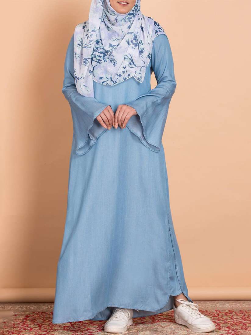 Buy Only Modest Flowy Denim Abaya Dress Burqas for Women 30757747 Myntra