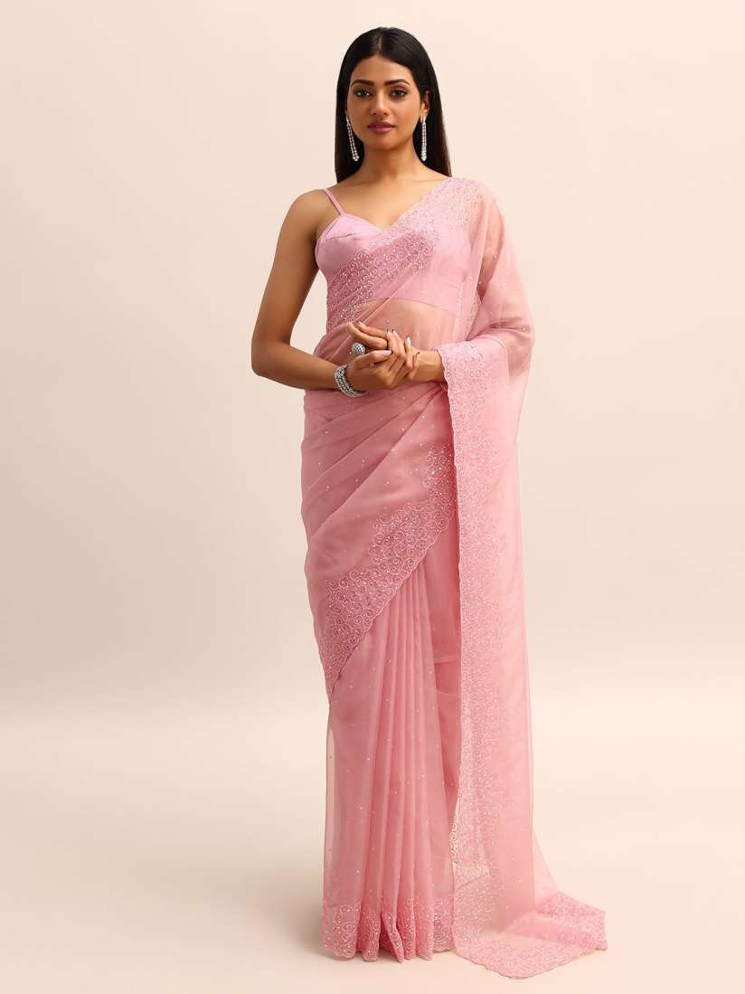 Myntra pink saree store