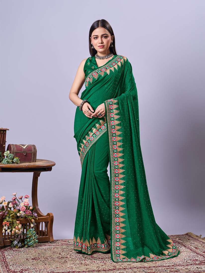 Myntra green saree top