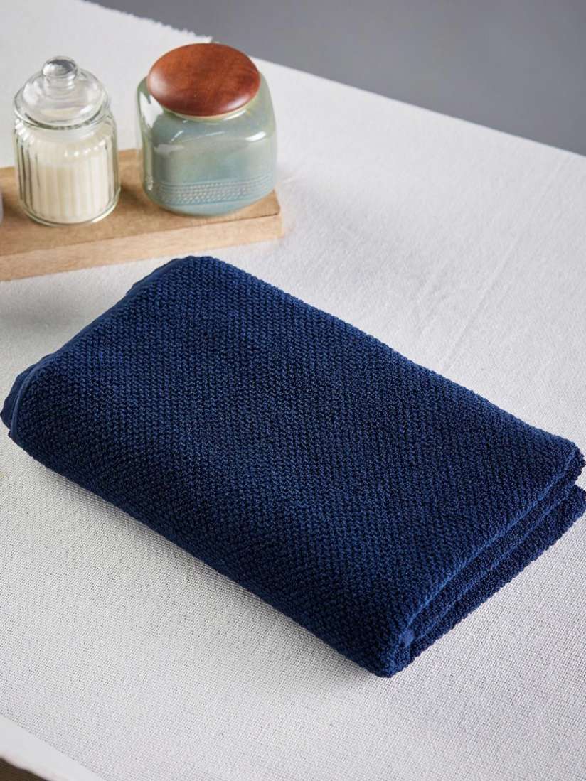 Buy Fabindia Navy Hanah Large Cotton 570 GSM Pile Bath Towel Bath Towels for Unisex 30778669 Myntra
