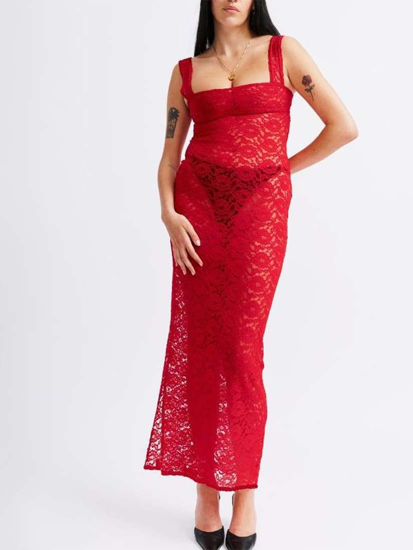 lulu red dresses Beautiful Wine Red Dress - Maxi Dress - Backless Maxi Dress