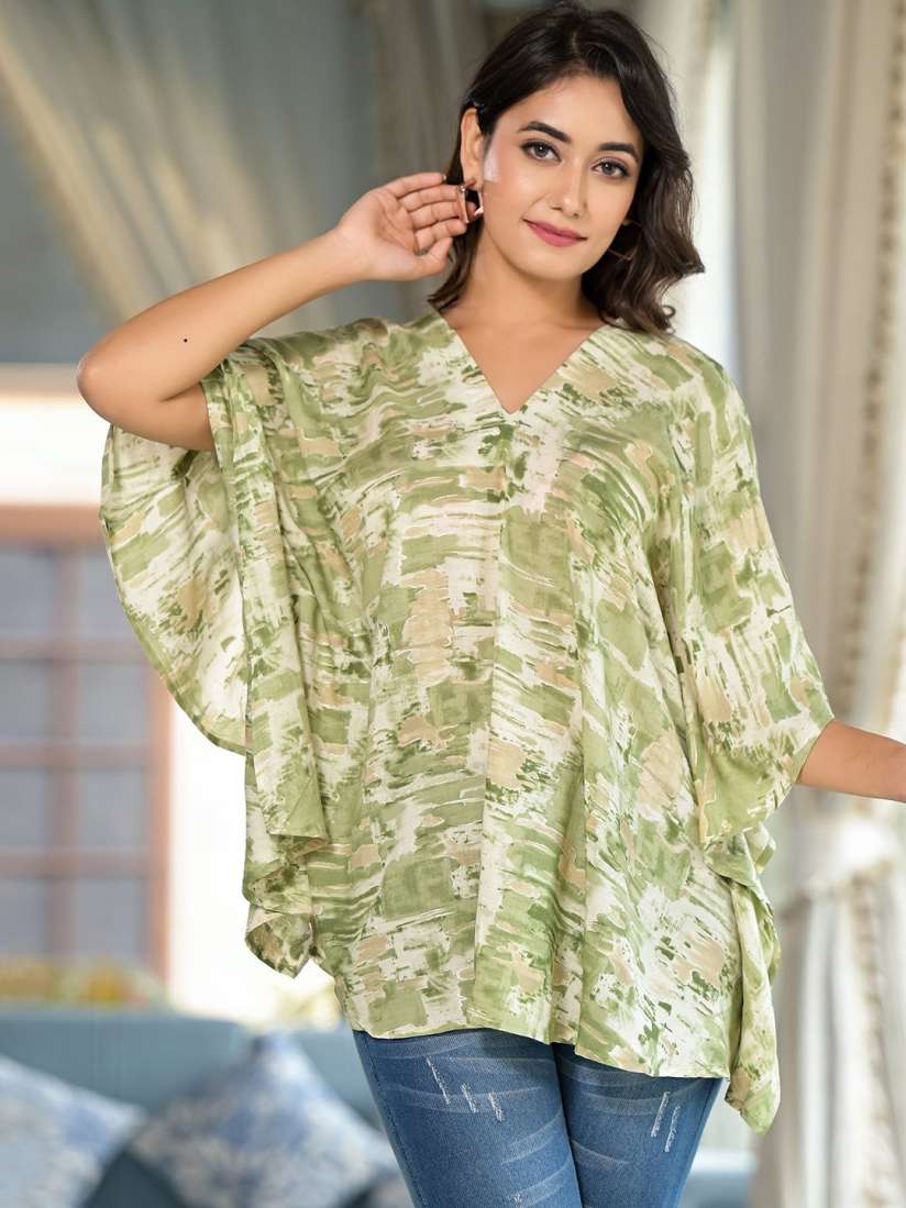Buy Peachmode Women Abstract Printed V Neck Silk Blend Top Tops for Women 30765339 Myntra
