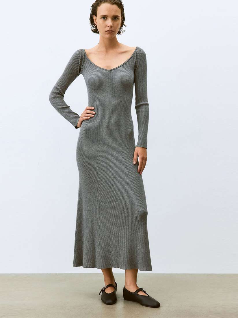 Ribbed knit off the shoulder dress top