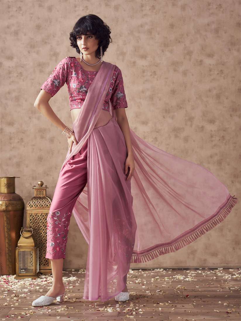 Buy Tikhi Imli Embroidered Pant Saree With Blouse Sarees for Women 30760155 Myntra