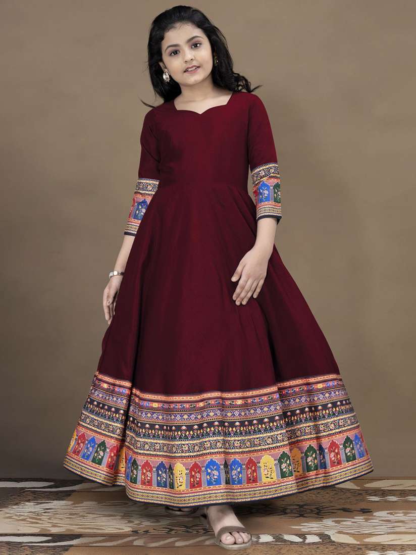 Buy BAESD Girls sweetheart neck embroidered anarkali ethnic motifs fit and flare maxi dress Dresses for Girls 30779203 Myntra