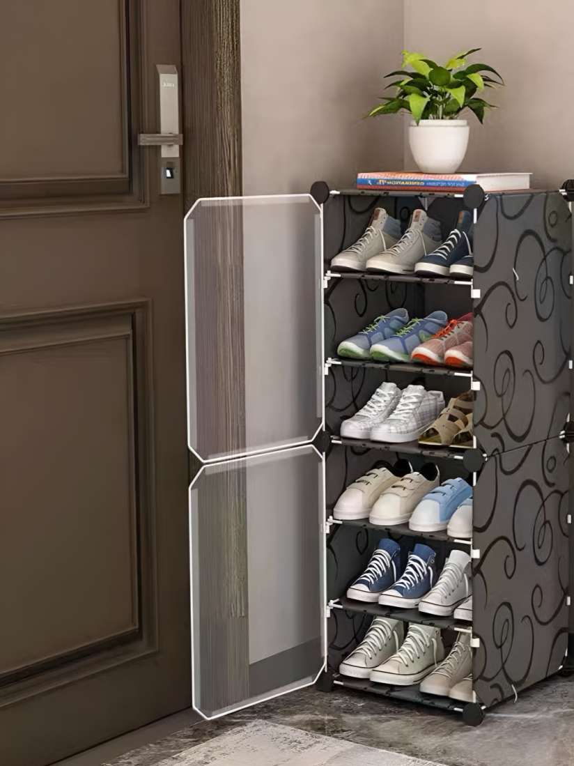 Buy KriShyam Black 12 Pairs Tower 2 Door Portable Shoe Rack Racks and Wardrobes for Unisex 30801852 Myntra
