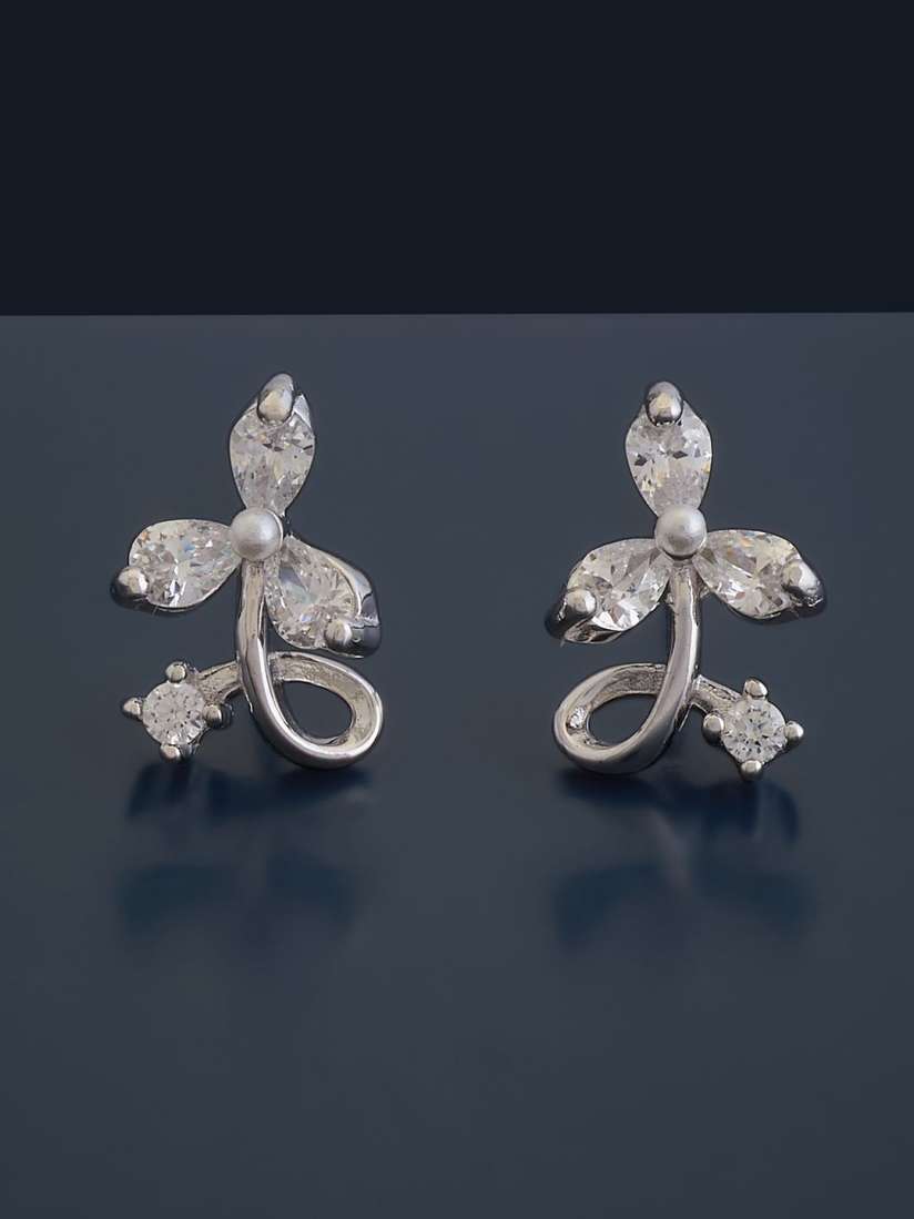 Buy Kushal s Fashion Jewellery 92.5 Pure Silver Rhodium Plated Cubic Zirconia Studded Studs Earrings for Women 30787938 Myntra