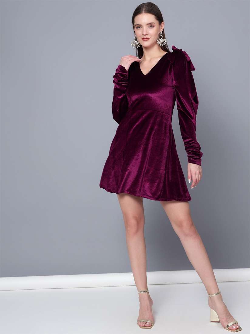 Myntra velvet dress 2025