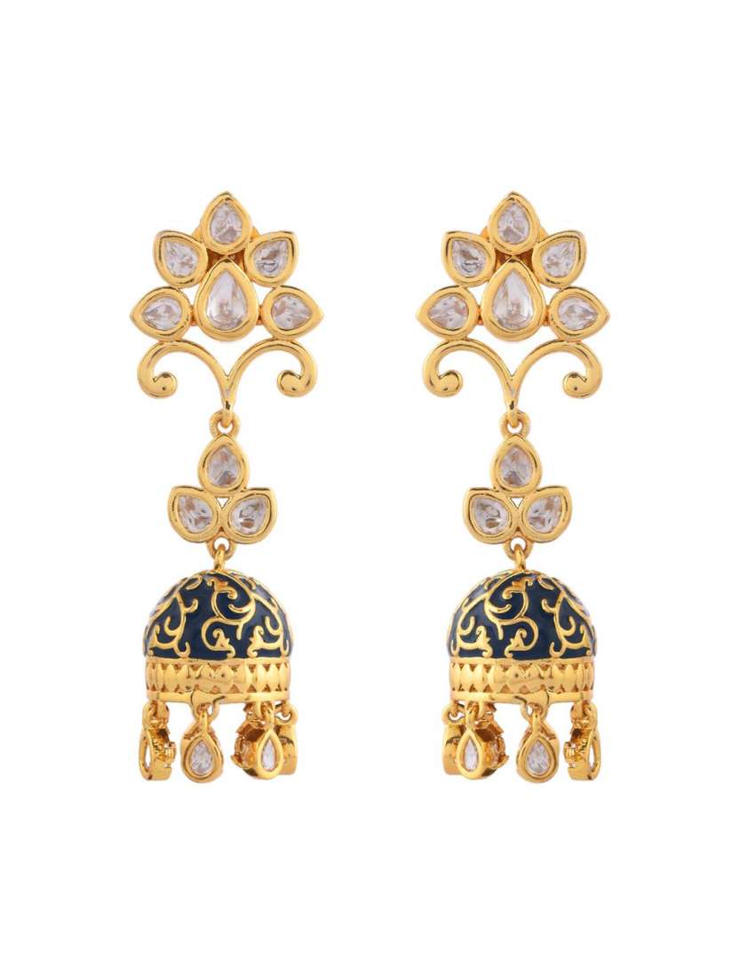 Buy Voylla Gold Plated Contemporary Kundan Jhumkas Earrings for Women 30789701 Myntra