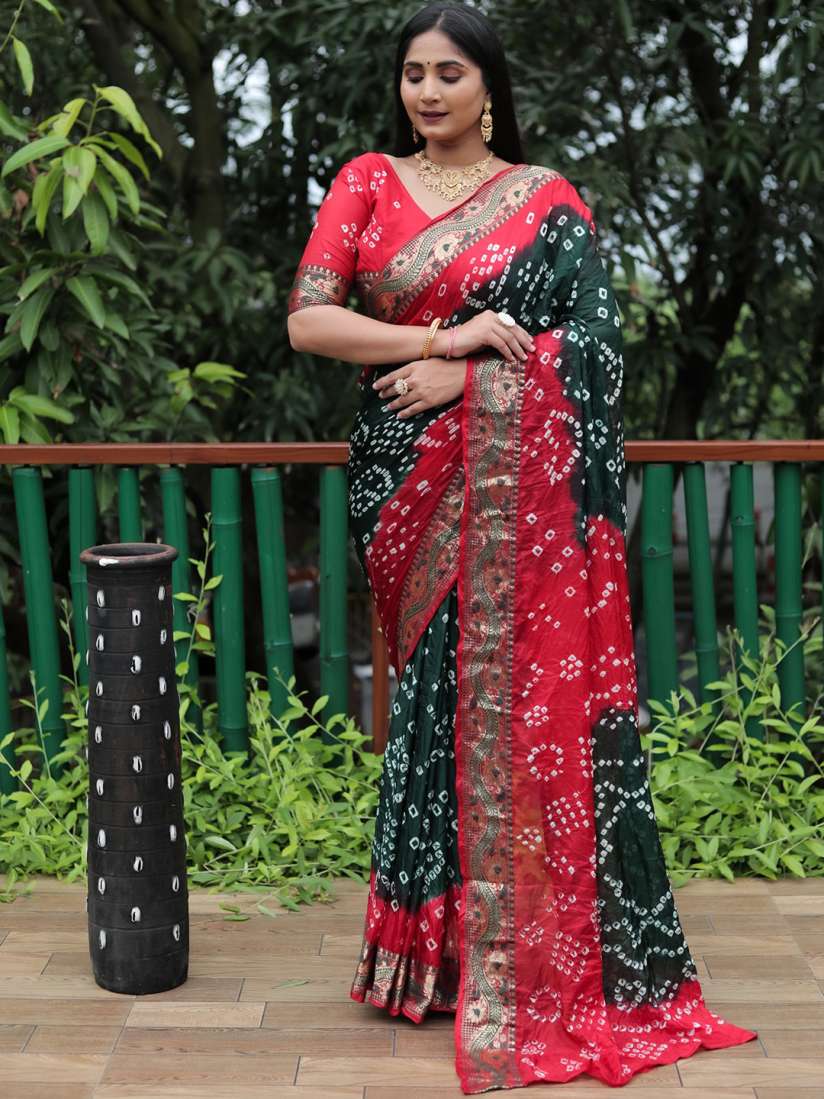 Buy Anaita Bandhani Pure Silk Traditional Bandhani Saree With Zari Sarees for Women 30774213 Myntra