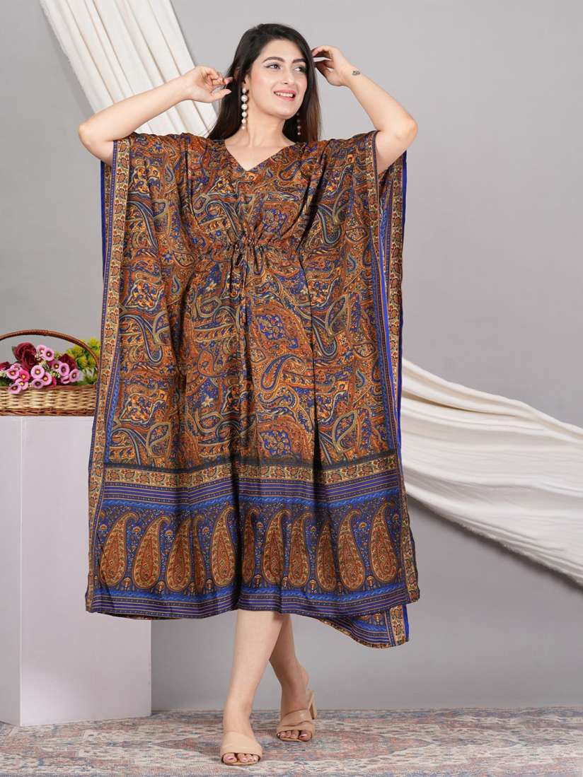 Buy YASH GALLERY Ethnic Motifs Printed V neck Kimono Sleeve Kaftan Dress Dresses for Women 30771411 Myntra
