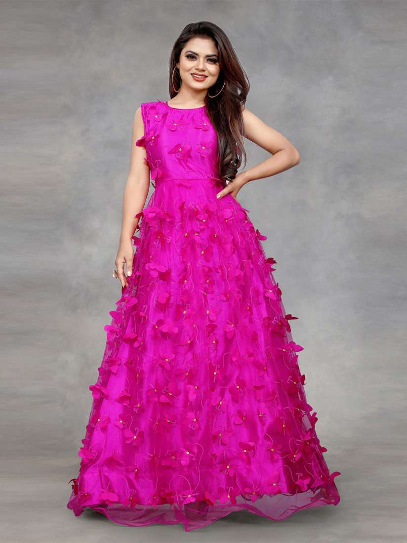 Buy Aika Floral Embroidered Net Fit Flare Maxi Dress Dresses for Women 30771231 Myntra