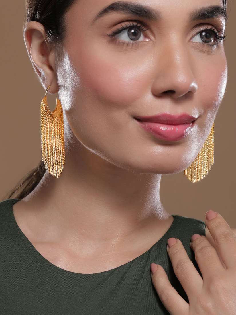 Buy Rubans 18K Gold Plated Statement Long Multi Strand Tassel Earrings Earrings for Women 30793706 Myntra