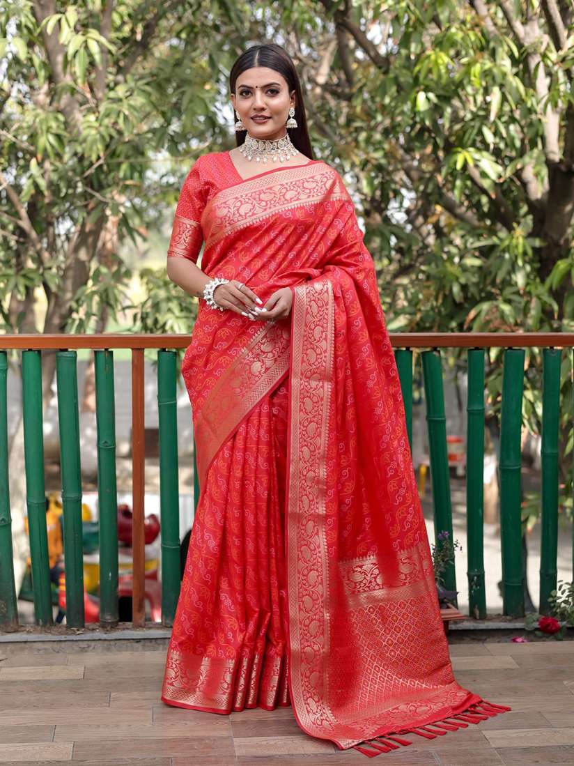 Buy Anaita Bandhani Printed Zari Pure Silk Bandhani Saree Sarees for Women 30774212 Myntra