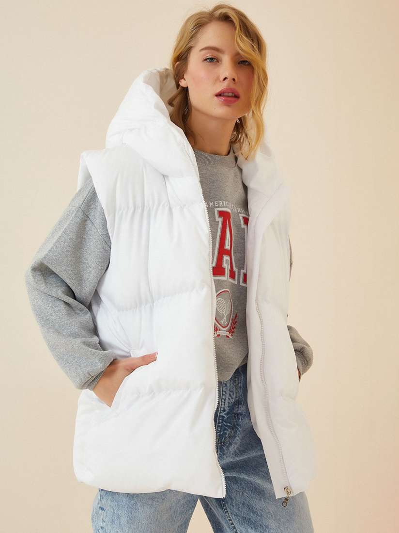 Longline hooded puffer coat womens online