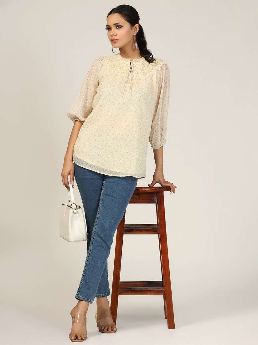 mustard chiffon top