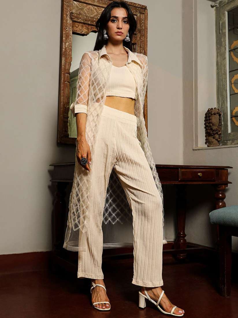 Buy QISSA Sleeveless Top With Trouser Shrug Co Ords for Women 30480457 Myntra