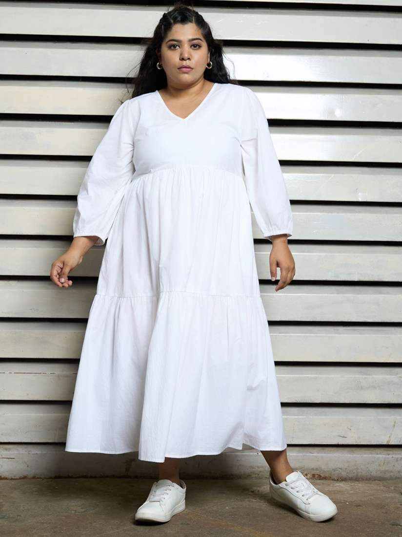 Buy Freeform by High Star Plus Size Pure Cotton Tiered Maxi Dress Dresses for Women 30505713 Myntra