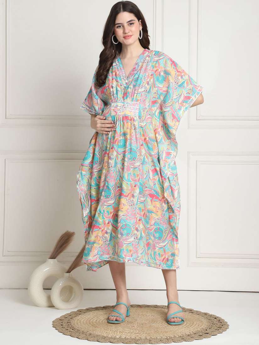Buy Secret Wish Floral Printed Maternity Kaftan Midi Dress Dresses for Women 30501153 Myntra