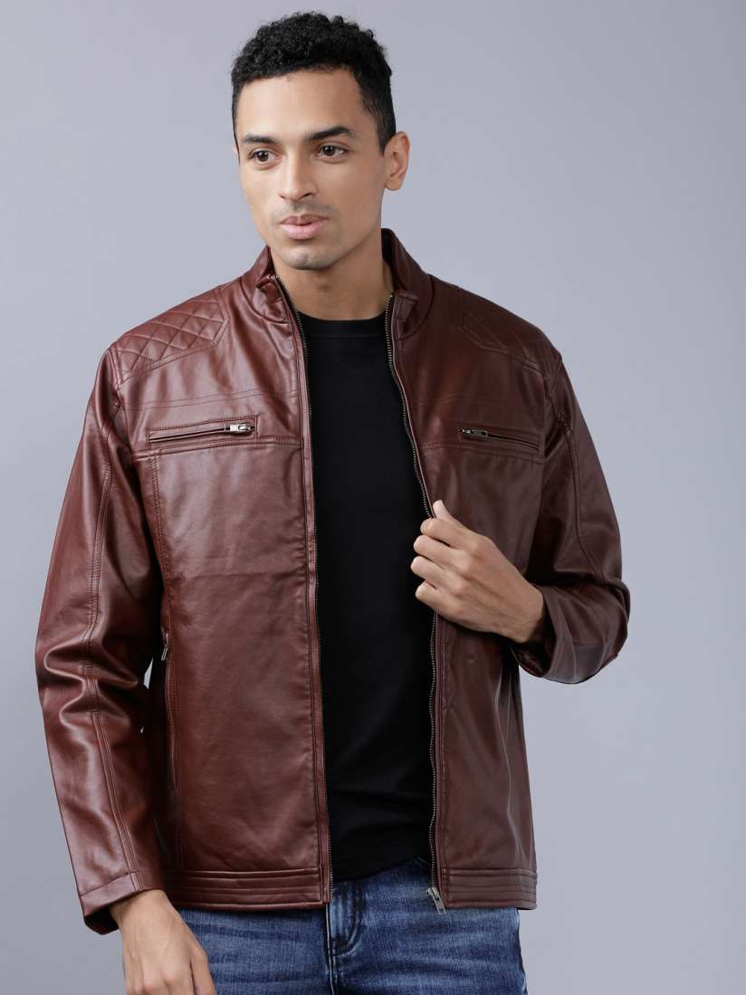 Buy HIGHLANDER Men Burgundy Solid Leather Jacket Jackets for Men 10720984 Myntra