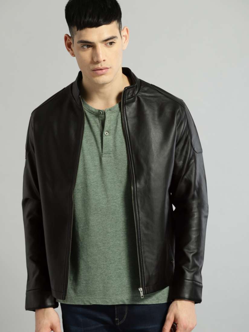 Myntra leather jackets for mens online