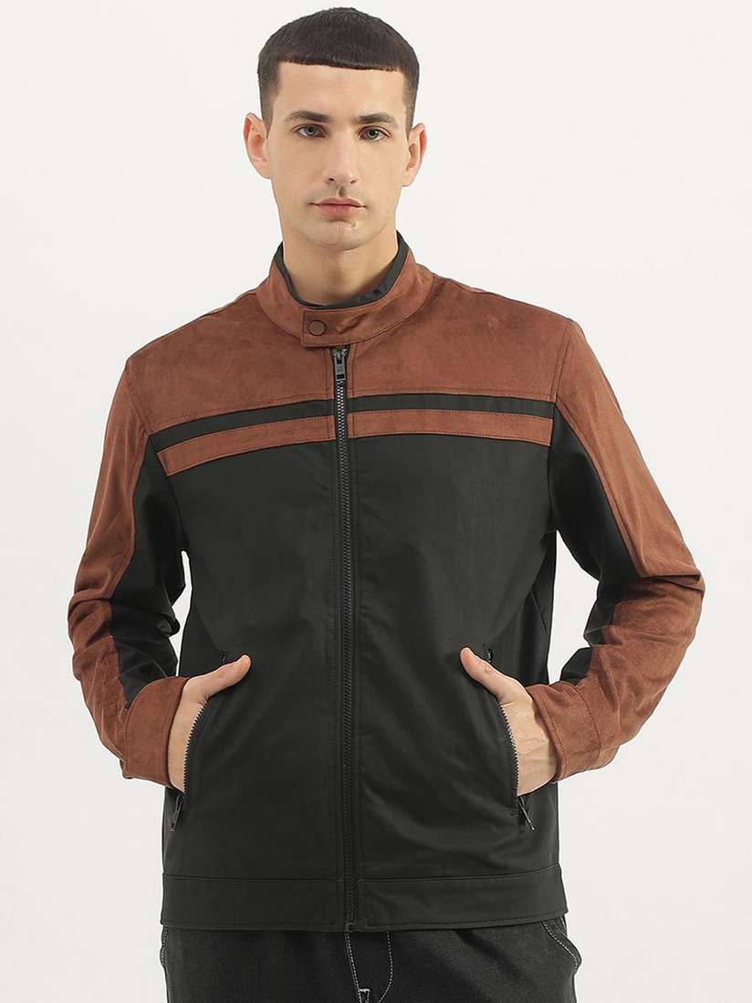 Buy United Colors of Benetton Men Mandarin Collar Colourblocked