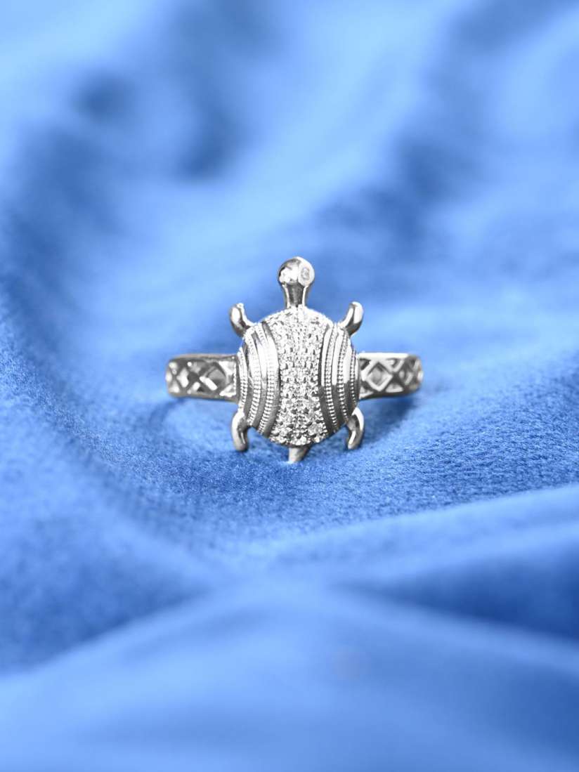 Buy Clara Men 925 Sterling Silver Platinum Plated Cubic Zirconia Lucky Tortoise Finger Ring Ring for Men 30251440 Myntra