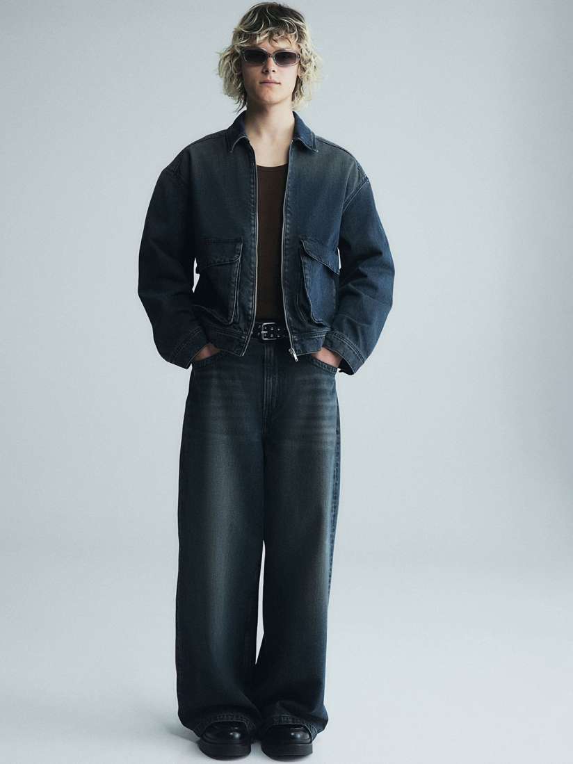 Loose fitting denim jacket top