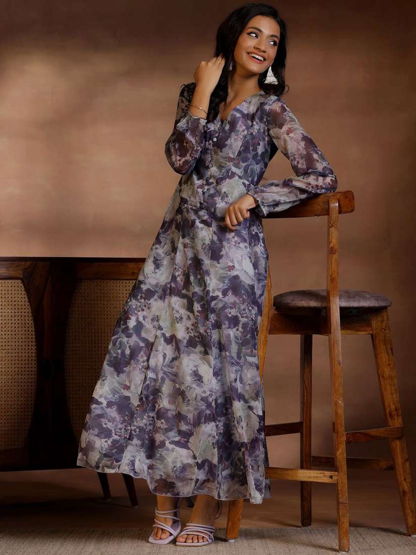 Buy Libas Floral Printed Long Sleeves Maxi Dress Dresses for Women 30312207 Myntra
