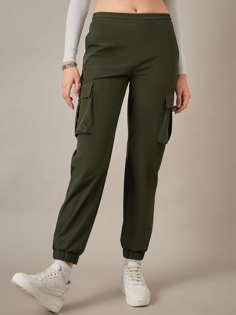 Olive green cargo joggers womens outlet