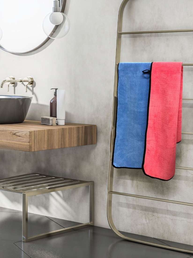 Buy Myntra Elegant Homes Blue Peach Microfiber 650 GSM Bath Towel Bath Towels for Unisex 30379229 Myntra
