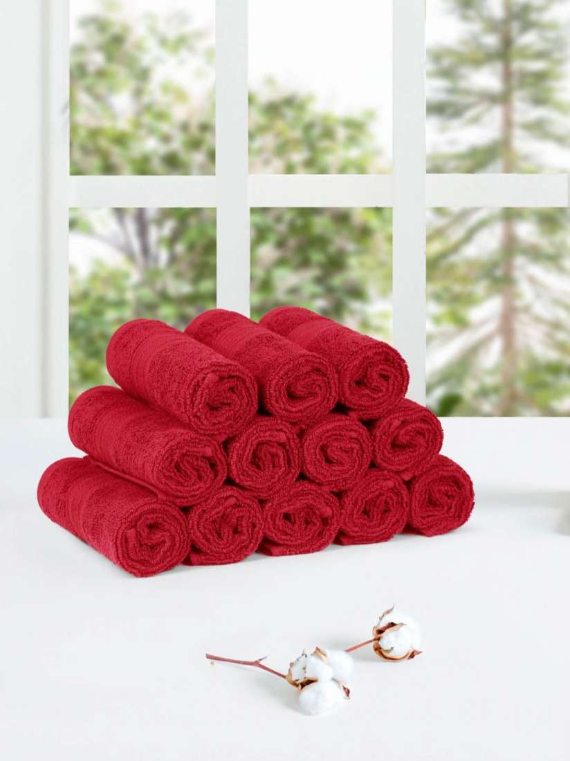Buy MYTRIDENT Red 12 Pieces Cotton 500 GSM Face Towels Face Towels for Unisex 30360332 Myntra