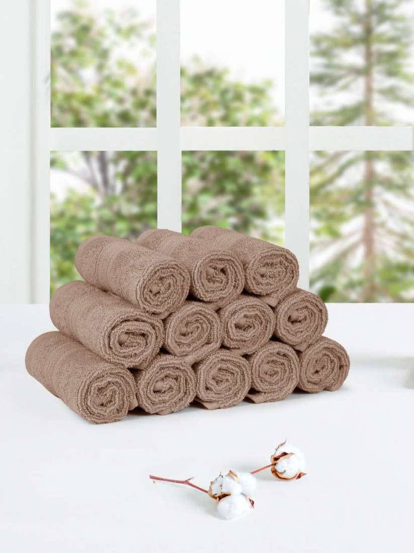 Buy MYTRIDENT Brown 12 Pieces 500 GSM Pure Cotton Face Towels Face Towels for Unisex 30360329 Myntra