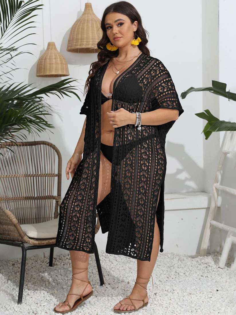 Buy LULU SKY Plus Size Hollow Knit Maxi Swimwear Cover up Top Swimwear Cover up Top for Women 30322944 Myntra