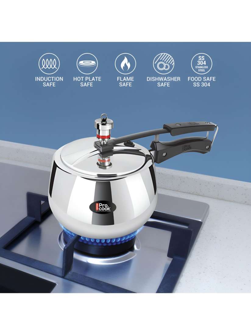 Buy Milton Triply Stainless Steel Induction Curve Pressure Cooker with Inner Lid 3 L Silver Cookware Set for Unisex 30386567 Myntra