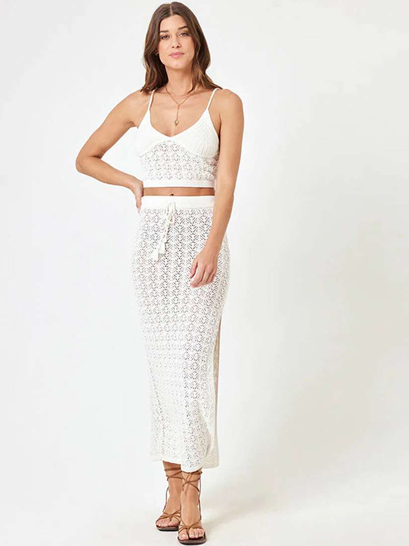 Buy LULU SKY Pointelle Knit Crop Top With Skirt Co-Ords for