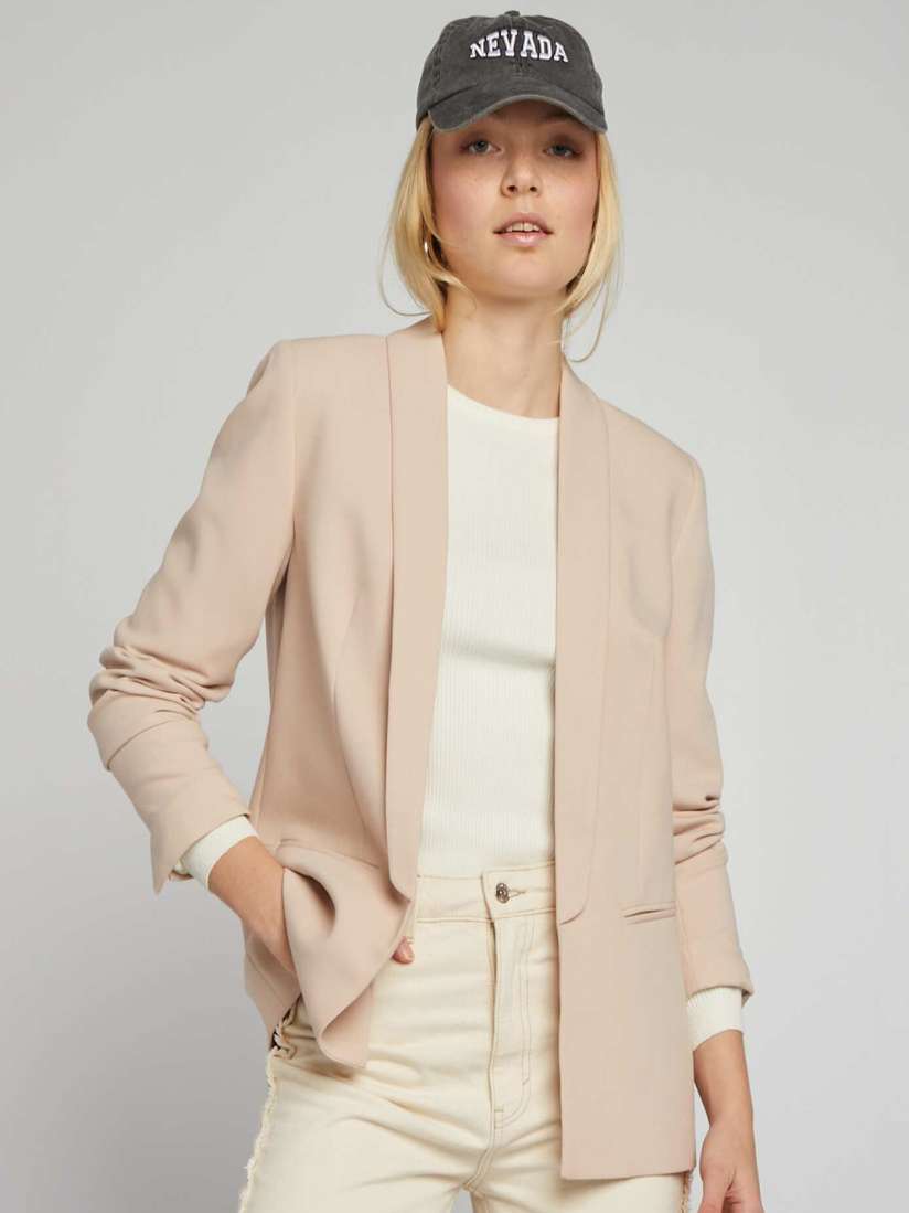 Buy KIABI Shawl Collar Open Front Blazer Blazers for Women 30380688 Myntra