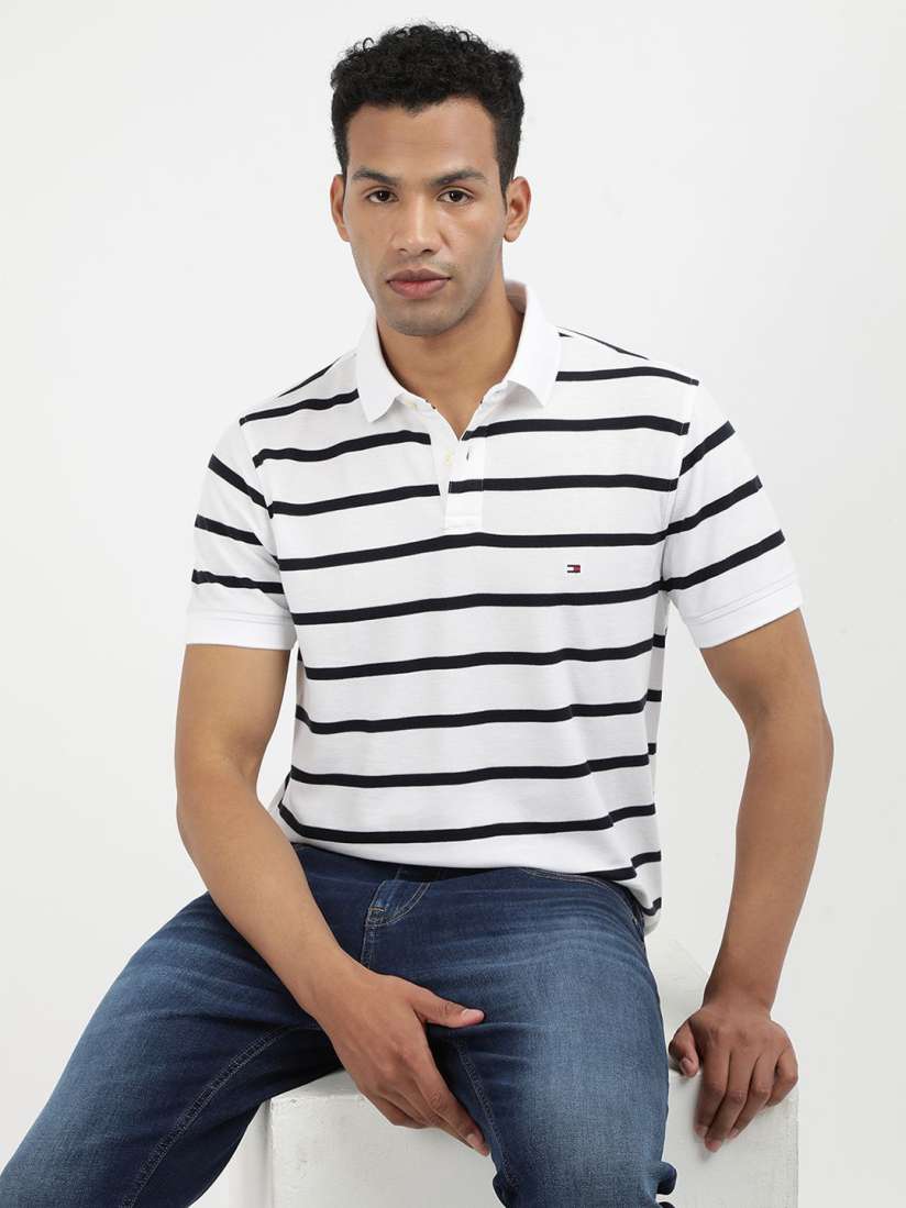 Buy Tommy Hilfiger Men Striped Polo Collar Cotton T shirt Tshirts for Men 30406244 Myntra