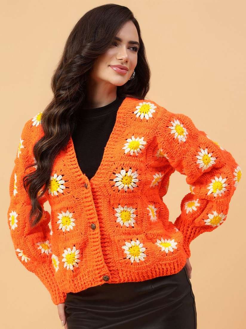 Buy Velvery Women Floral Cardigan with Applique Detail Sweaters for Women 30406774 Myntra