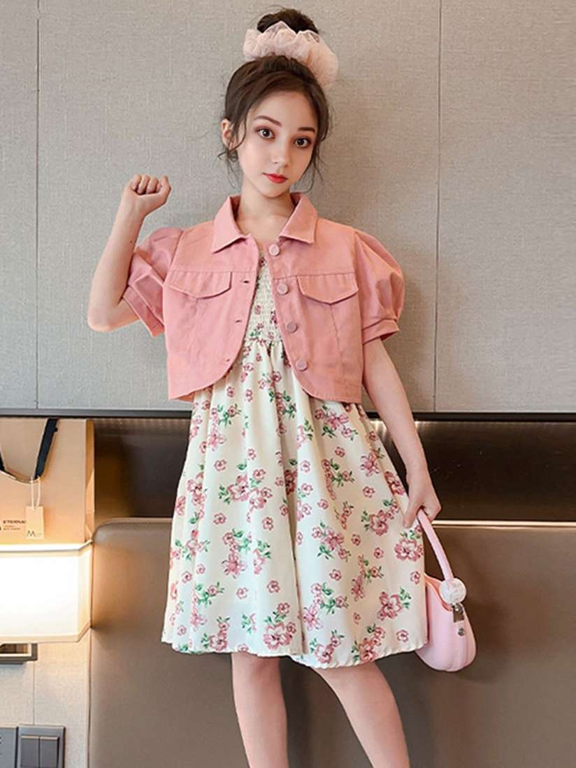 Jacket One Piece Dress For Girls White One Piece Dress With Denim
