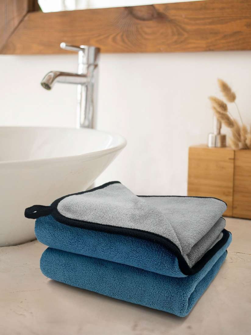Buy Myntra Elegant Homes Blue Grey 2 Pieces 650 GSM Hand Towels Hand Towels for Unisex 30429448 Myntra