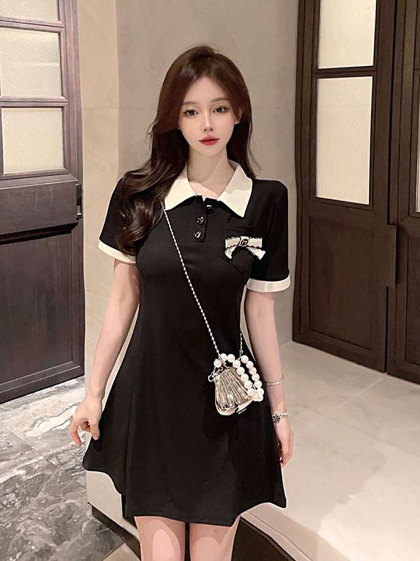 Little black dress with white collar sale