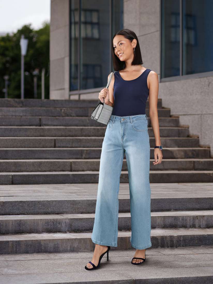 Ladies wide leg jeans 2025