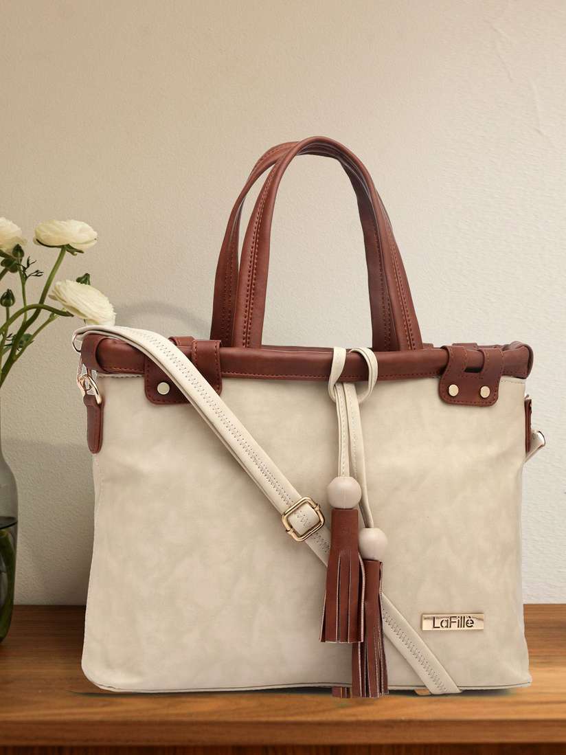 Buy LaFille PU Structured Handheld Bag with Tasselled Handbags