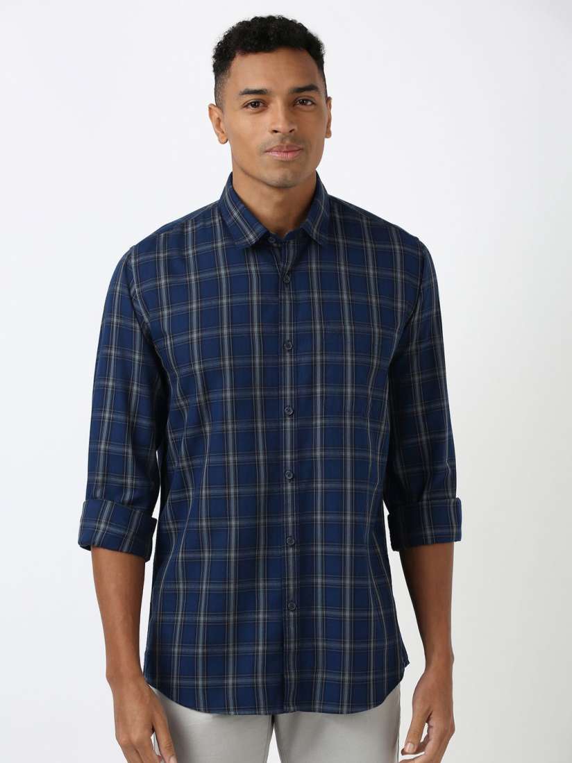 Buy Peter England Casuals Men Spread Collar Checked Cotton Slim Fit Casual Shirt Shirts for Men 30416416 Myntra