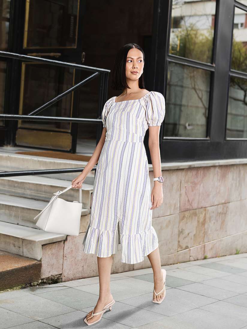 Striped seersucker dress top
