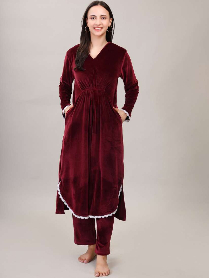 Buy Camey Women V Neck Long Sleeves Night suit Night suits for Women 30430721 Myntra