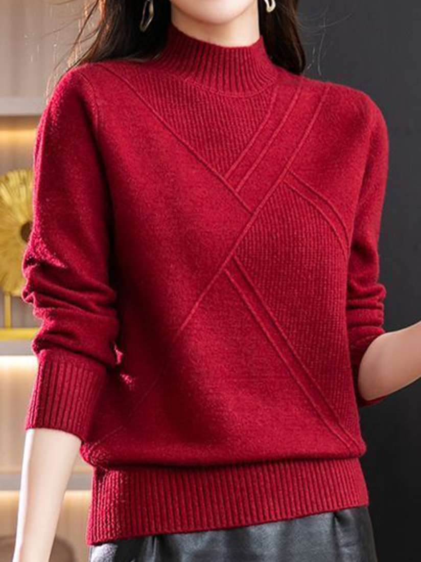 StyleCast Women Self Design Turtle Neck Pullover Sweater