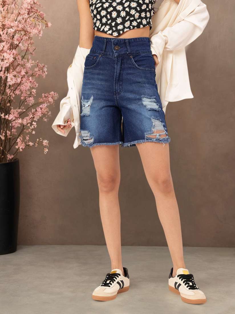 Long frayed denim shorts shop