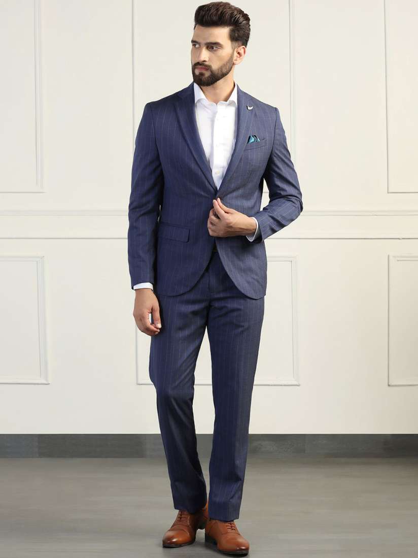 Buy Blackberrys Men Striped Slim Fit Single Breasted 2 Piece Formal Suit Suits for Men 31641444 Myntra